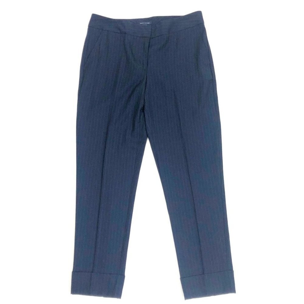 NWT Tommy Hilfiger Pants Women's Size 6 Navy Blue Pinstripe Cuffed Ankle Trouser